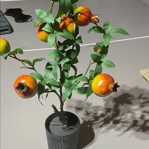 Artificial Pomegranate Plant with Black Pot